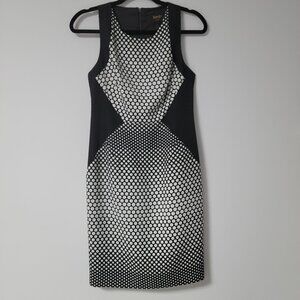 Laundry by Shelli Segal Black & White Polka Dot Colorblock Sheath Dress